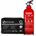 Комбо оферта за Гърция: аптечка First Aid Only + пожарогасител 2 кг ABC Tornado